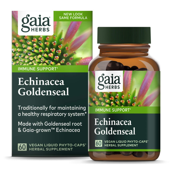 Gaia Herbs Echinacea Goldenseal, Vegan Liquid Phyto Capsules,   Immune Support Supplement, Healthy Inflammatory Response During Seasonal Stress, Made with Organic Echinacea
