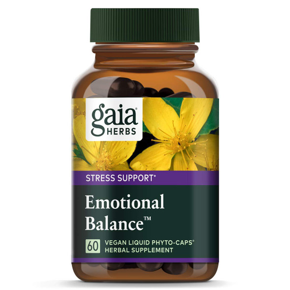 Gaia Herbs Emotional Balance Liquid Capsules, Plant-Based Mood Support Supplement, Promotes A Positive Mood with St. John €™s Wort, Ginkgo Biloba, Gotu Kola & Rosemary, 60 Count