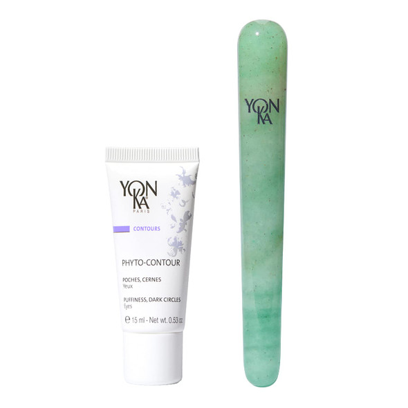 Yon-Ka Anti-Aging Under Eye Set, Under Eye Cream for Dark Circles and Microcrystalline Quartz Facial Massage Tool