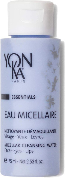 Yon-Ka Eau Micellaire Travel Size (75ml) Micellar Water and Cleansing Makeup Remover, Gentle Face Wash with Rose and Chamomile to Remove Impurities and Hydrate, Paraben-Free