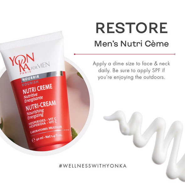 Yon-Ka Mens Nutri-Creme (40ml) Hydrating Face Moisturizer, Fast Absorbing Gel Creme for All Skin Types, Olive Oil and Vitamins Nourish Dry Skin