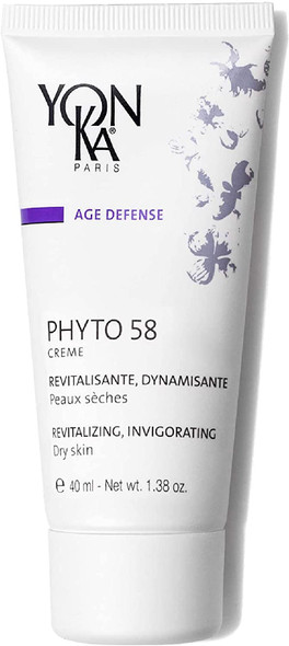 Yon-Ka Phyto 58 PS Night Cream (40ml) Anti-Aging Vitamin E Face Moisturizer for Dry Skin, Anti-Wrinkle Night Treatment to Reduce Pores and Revitalize Skin