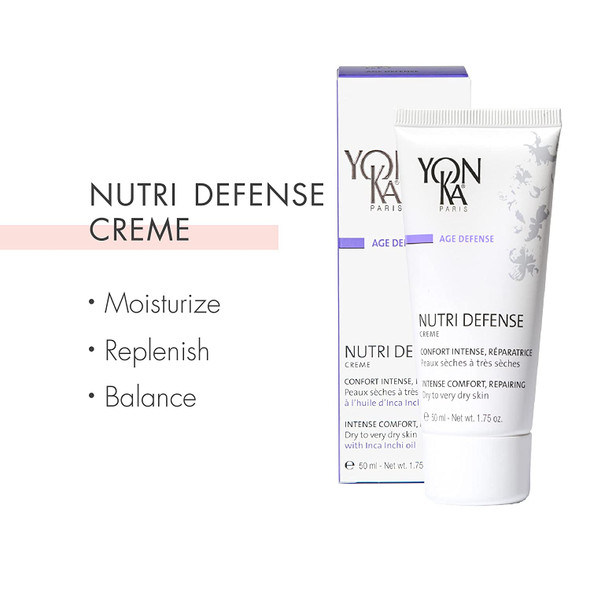 Yon-Ka Nutri-Defense Creme (50ml) Nourishing Dry Skin Facial Moisturizer, Rich Shea Butter Treatment Cream with Prebiotics and Probiotics, Dry and Sensitive Skin, Paraben-Free