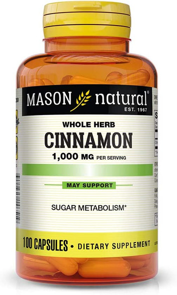 Cinnamon, 1000 mg, 100 Capsules (Pack of 3), Herbal Dietary Supplement