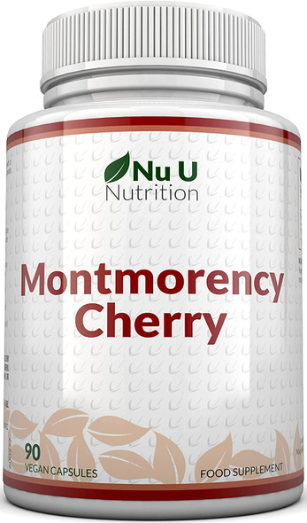 Montmorency Cherry Capsules - 90 Capsules - 6 Week Supply - Natural Tart Cherry Extract - Vegan Friendly with No Added Sugars by Nu U Nutrition