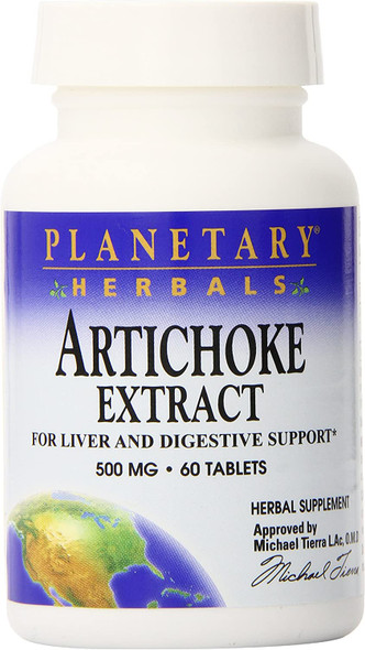 Planetary Herbals Artichoke Extract Tablets, 500 mg, 60 Count