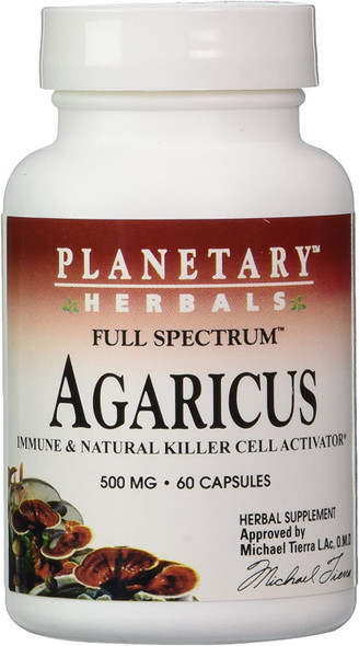 Planetary Herbals Agaricus Extract Full Spectrum Capsules, 500 mg, 60 Count