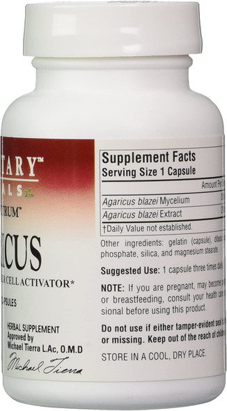 Planetary Herbals Agaricus Extract Full Spectrum Capsules, 500 mg, 60 Count