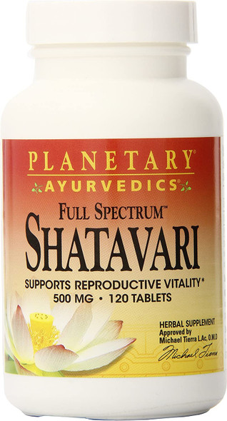 Planetary Herbals Shatavari Full Spectrum by Planetary Ayurvedics 500mg, Supports Reproductive Vitality, 120 Tablets