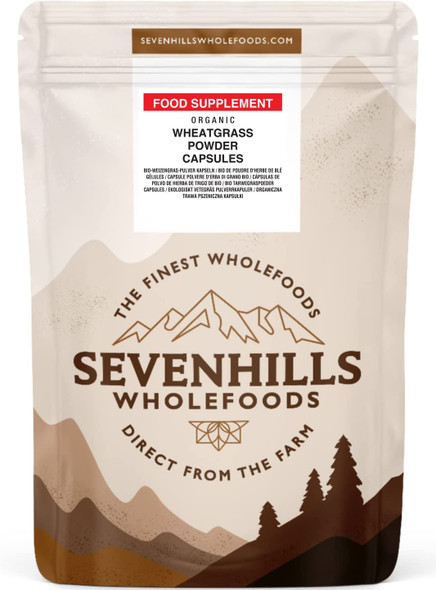 Sevenhills Wholefoods Organic Wheatgrass Capsules, Pack of 180