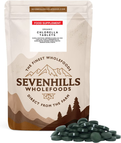 Sevenhills Wholefoods Organic Chlorella Broken Cell Wall 500mg Tablets Pack of 500, 250g