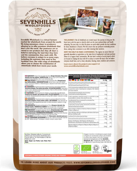 Sevenhills Wholefoods Organic Spirulina 500mg Tablets Pack of 1000, 500g