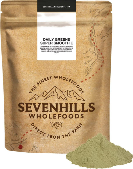 Sevenhills Wholefoods Green Detox Super Smoothie Powder Blend 400g with Organic Baobab, Chicory Root Powder, Banana, Apple, Spinach, Wheatgrass, Pineapple, Kale & Spirulina Powder