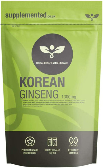 Korean Panax Ginseng Extract 1300mg 180 Tablets - Natural Source of Energy. Pharmaceutical Grade