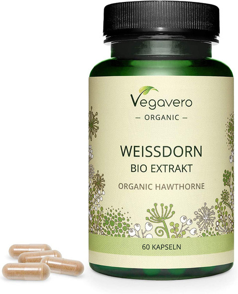 Hawthorn Berry Vegavero® | 700 mg Extract | 100% Organic | NO Additives | Natural Antioxidant | 60 Vegan Capsules