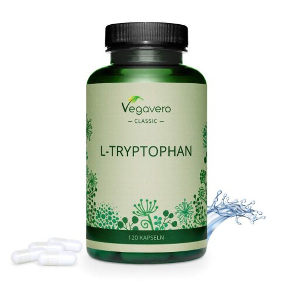 L-Tryptophan 500 mg Vegavero® | NO Additives | Lab-Tested | 120 Capsules (4 Months Supply) | Vegan