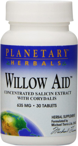 Planetary Herbals Willow Aid Tablets, 30 Count