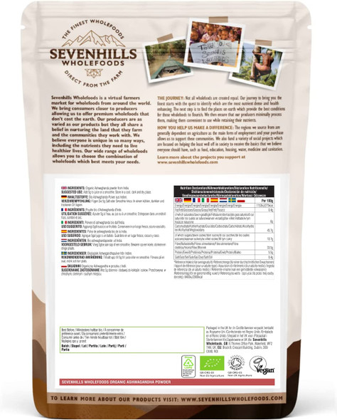 Sevenhills Wholefoods Organic Raw, Ashwagandha Powder 200g