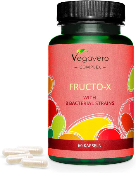 Fructo-X Vegavero® | Fructose Malabsorption Support | with Lactic Acid Bacteria, L-Tryptophan, Nutriose® & Folic Acid | 60 Vegan Capsules | NO Additives