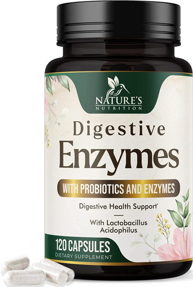 Digestive Enzymes with Probiotics, Bromelain and Papain - Gentle Digestion Support Multi-Enzyme Supplement for Women and Men - Daily Support for Gas, Bloating and Digestion, Non-GMO - 120 Capsules