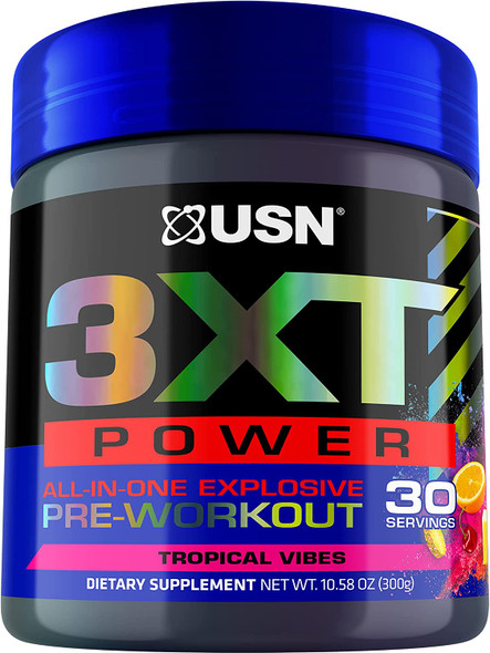 USN 3XT Power Pre-workout Powder for Men and Women, Nitric Oxide Supplement With L-Citrulline & Nitrosigine, Muscle Growth, Pumps, Vascularity, & Energy Drink Mix - 30 Serving (Tropical Vibes) USN 3XT Power Pre-workout Powder for Men and Women, Nitric Oxide Supplement With L-Citrulline & Nitrosigine, Muscle Growth, Pumps, Vascularity, & Energy Drink Mix - 30 Serving (Tropical Vibes)