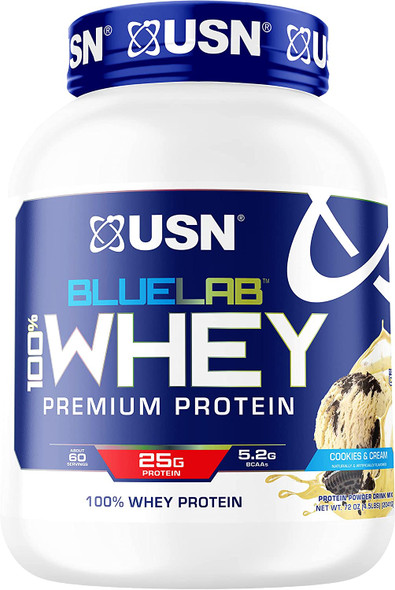 USN Supplements BlueLab 100% Whey Protein Powder, Keto Friendly, Low Carb and Low Calorie, Cookies & Cream, 4.5 Pound