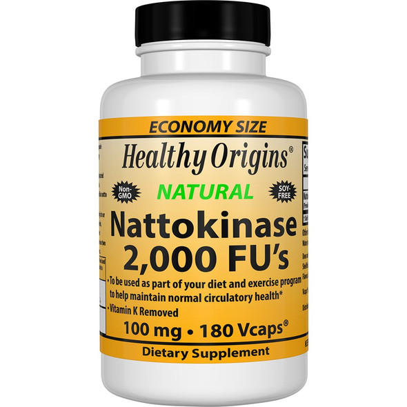 Healthy Origins Nattokinase 2, 000 FU's Multi Vitamins, 100 Mg, 180 Count