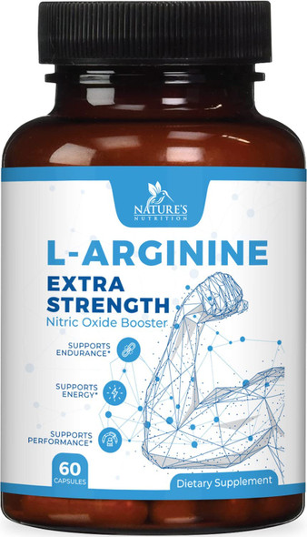 L-Arginine Complex - Essential Amino Acids for Energy, Muscle & Vascular Health Support - Nitric Oxide Booster with Citrulline, Beta Alanine & Calcium - Supports Exercise & Recovery - 60 Capsules