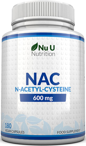 NAC Supplement 600mg - 180 Vegan Capsules, 6 Months Supply - N-Acetyl-Cysteine Amino Acid - High Bioavailability - Providing Non Toxic Stable Form of L-Cysteine - UK Manufactured to GMP Standards