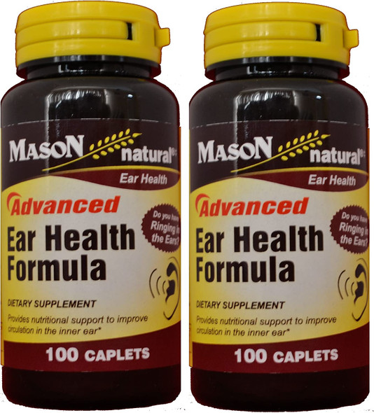 Mason Natural Advance Ear Health Formula Bioflavonoids Plus 100 Caplets per Bottle Pack of 2 Total 200 Caplets