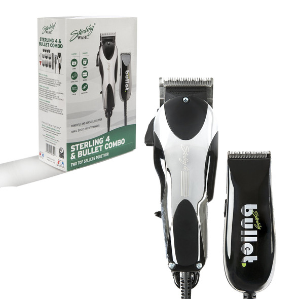 Wahl Professional Sterling 4 Clipper with Sterling Bullet Trimmer Combo #8474  Great for Professional Stylists and Barber