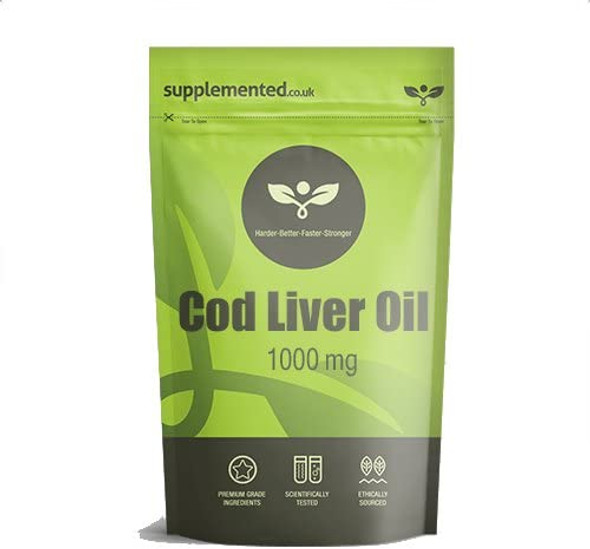 Cod Liver Oil 1000mg 360 Capsules, Softgels - Pure, UK Made. Pharmaceutical Grade