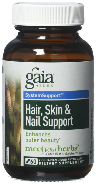 Gaia Herbs Hair Skin and Nail Support - 60 Vegetarian Liquid Phyto-Caps