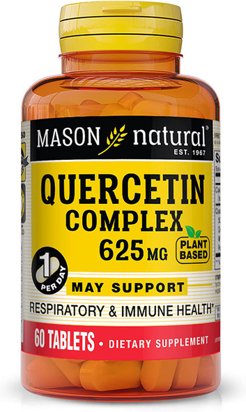 Mason Natural Plant Based Quercetin Complex 625 mg - Immunity Booster, Healthy Inflammatory Response, Potent Antioxidant, 60 Tablets