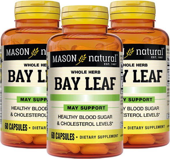 Mason Natural Whole Herb Bay Leaf - Antioxidant, for General Wellness, Herbal Supplement, 60 Capsules (Pack of 3)