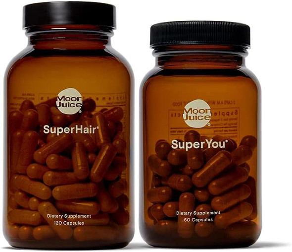 SuperYou & SuperHair by Moon Juice | SuperYou Natural Adaptogen Supplement for Calm & SuperHair Multivitamin Supplement for Healthier, Thicker Hair | Improve Overall Hair Health