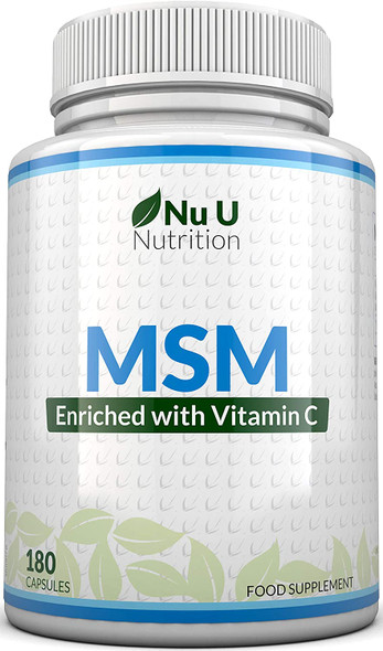 MSM Capsules - 180 Methylsulfonylmethane Capsules (3 Month Supply) - MSM with Added Vitamin C and Selenium - Higher Strength Than 1000mg MSM Tablets at 1200mg