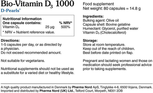 Pharma Nord Bio-Vitamin D3 1000IU 80 Capsules