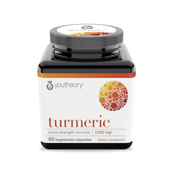 Youtheory Turmeric Extra Strength with Black Pepper (BioPerine) 60 Count (1 Bottle)