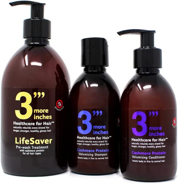 3'''More Inches Volumising Essential Set - Pre-Wash Treatment, Shampoo and Conditioner for Fine Hair -Broken Bond Restore Treatment - Sulphate and Silicone Free - Hair Care by Michael Van Clarke