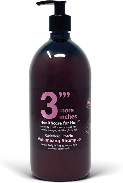 3'''More Inches Cashmere Protein Volumising Shampoo 1000ml - Fine, Thin Hair Treatment - For Thicker, Fuller & Root Lifting Results - Coconut Oil, Silicone Free - Hair Care by Michael Van Clarke