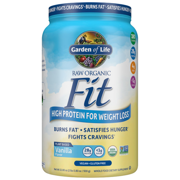 Garden of Life Raw Organic Fit Vegan Protein Powder Vanilla 20 Servings | 28g Plant Based Powder for Weight Management Raw Protein Probiotics & Fiber Non-GMO Gluten-Free Vegan