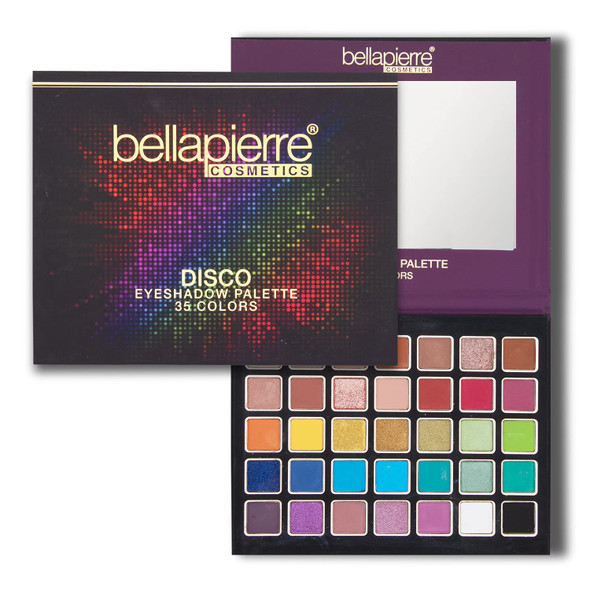 bellapierre Disco Eyeshadow Palette | 35 Shades in Matte, Satin, Shimmer, & Glitter Finishes | Non-Toxic & Paraben Free | Vegan & Cruelty Free