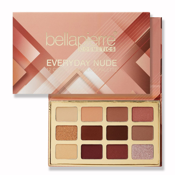 bellapierre Everyday Nude Eyeshadow Palette | 12 Shades in Matte, Satin, Shimmer, & Foil Finishes | Non-Toxic & Paraben Free | Vegan & Cruelty-Free