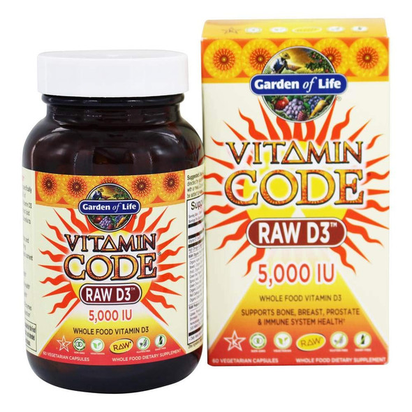 Garden of Life, Vitamin Code, RAW D3, 5,000 IU, 60 Vegetarian Capsules