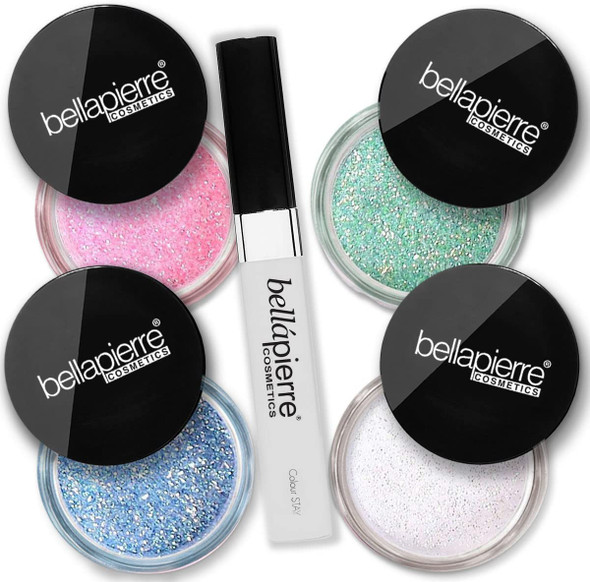 Bellapierre Cosmetic Glitter Kit with Color Stay Adhesive | Paraben Free | Vegan & Cruelty Free | All Skin Types - Sparkle Collection
