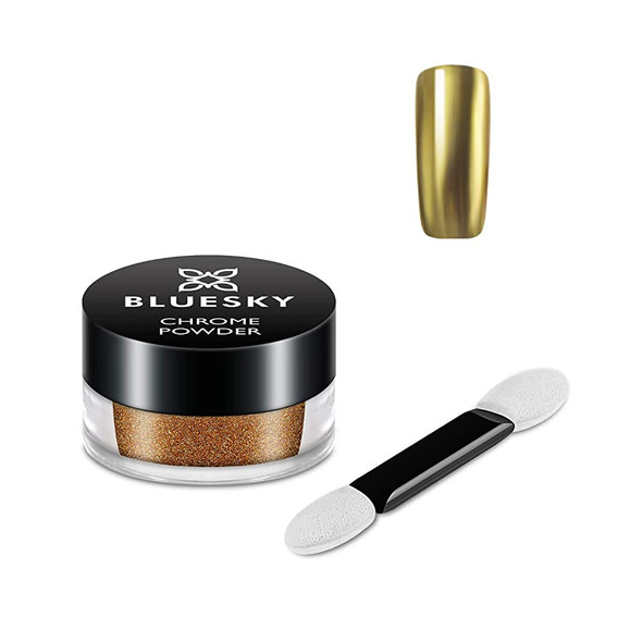 Bluesky Chrome Nail Powder Kit With Applicator Brush Metallic Gel Nail Art Gold 5g