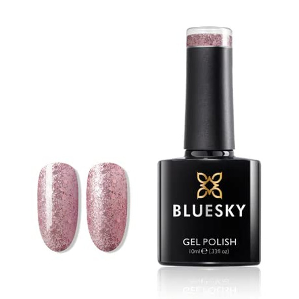 Bluesky Glitter Pink Gel Nail Polish Nail Salon Effect Fast Dry Gel Polish Cured by Nails Lamp for Nail Art Lover DIY Manicure at Home, Shiny Pink, 10ml