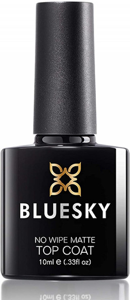 BLUESKY Matte Gel Top Coat No Wipe Soak-off UV LED Gel Nail Polish Top Coat for Nail Art, Matte Finish, Long Lasting Nail Salon Effect, Clear, 10ml