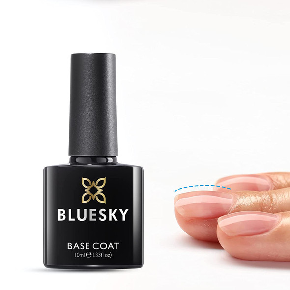 BLUESKY Rubber Base Gel for Nails Strengthener Gel Base Coat for Protecting Natural Nails from Breaking, Chipping Long Lasting Uniform Coating with Enhanced Adhesion, Clear, 10ml